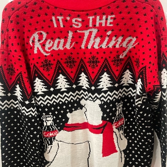 Coca Cola Coke Christmas Holiday Cardigan Ugly Christmas Sweater sz M Xmas party - Picture 3 of 16